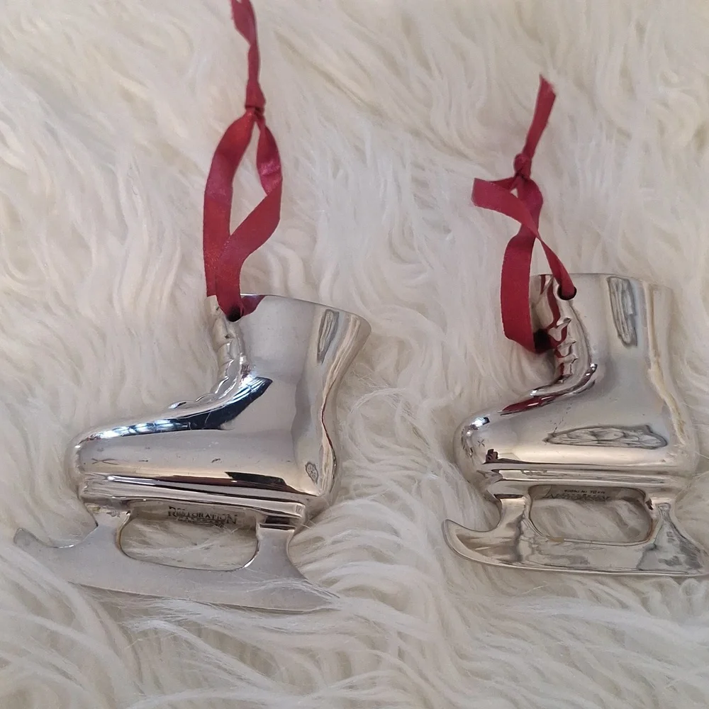 Vintage Restoration Hardware Ice Skate Ornaments